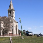 Réfection du clocher de l'église. de Javols en Lozère.